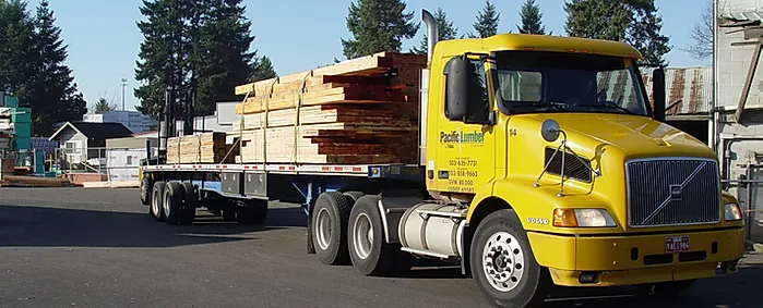 Fully loaded lumber truck